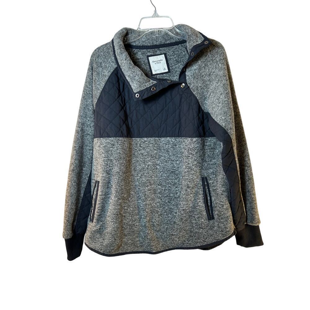 ABERCROMBIE & FITCH Women’s Asymmetrical Snap-Up Fleece Pullover / Size: Medium